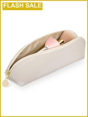 Mini Leather Travel Makeup Brush Bag Zipper Cosmetic Pouch Organizer